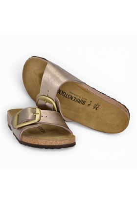 Ciabatta Birkenstock Madrid colore rosa laminato. BIRKENSTOCK- | MADRID BIG BUCKLE GRACEFUL TAUPE BIRKO FLAMINATO ROSA